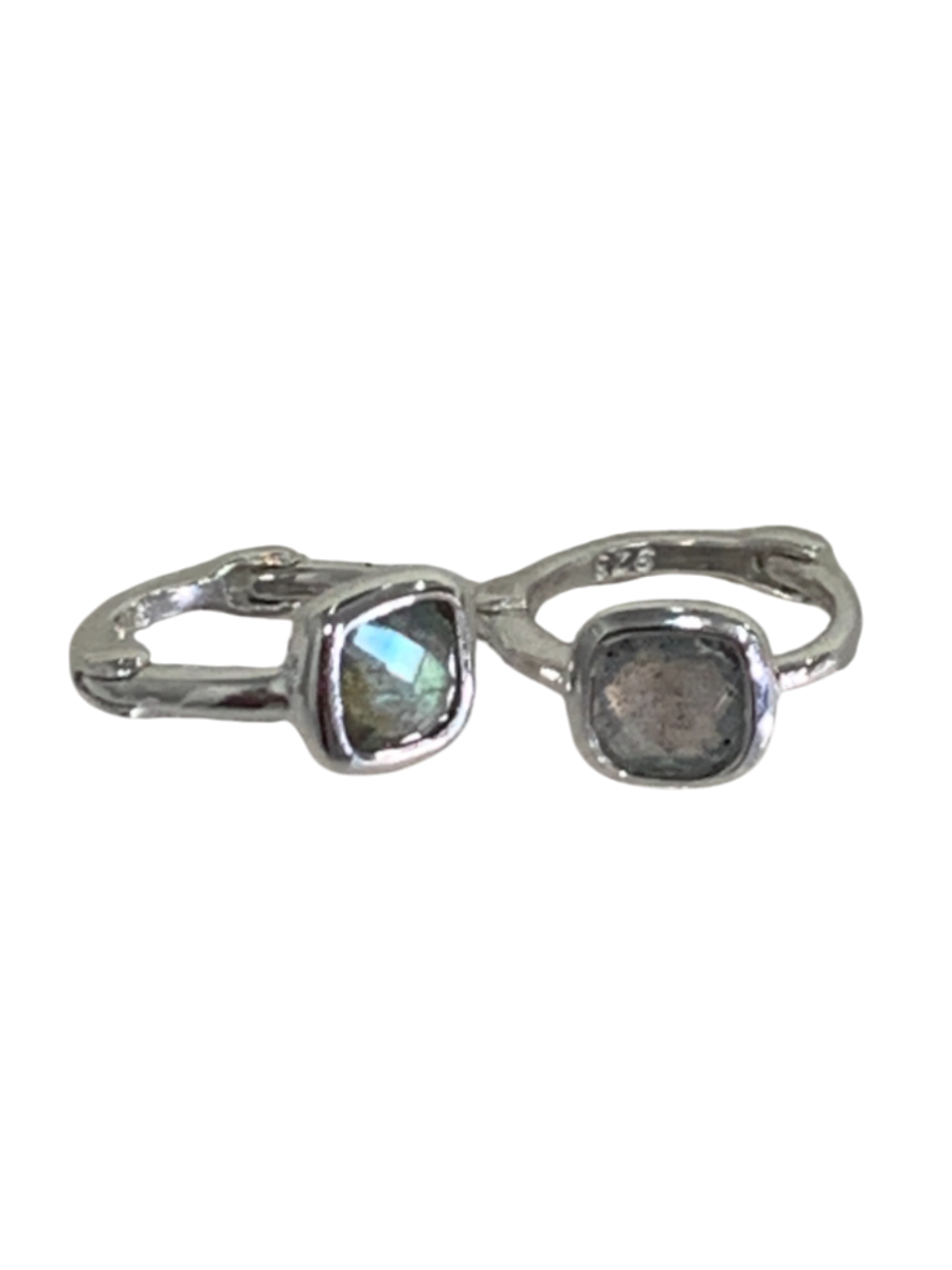Gray Labradorite Square Huggies