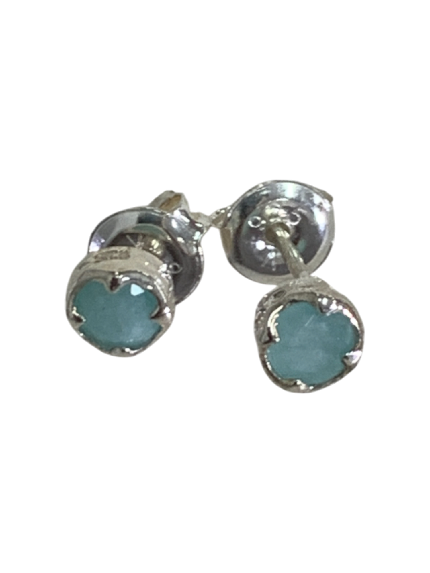 Skyblue Round Amazonite Stud Earrings 5.2