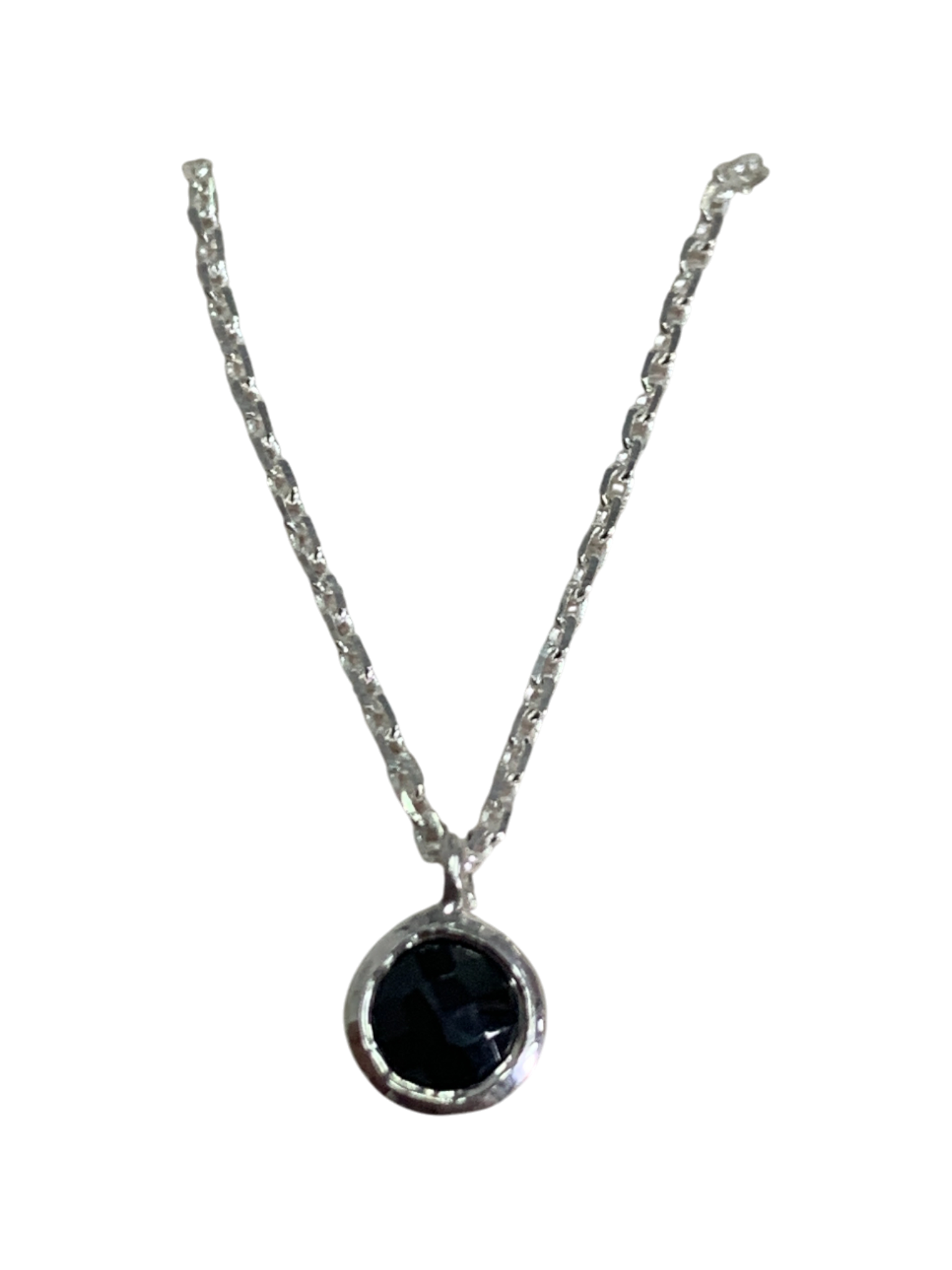 Black Onyx Round Bezel Necklace 491