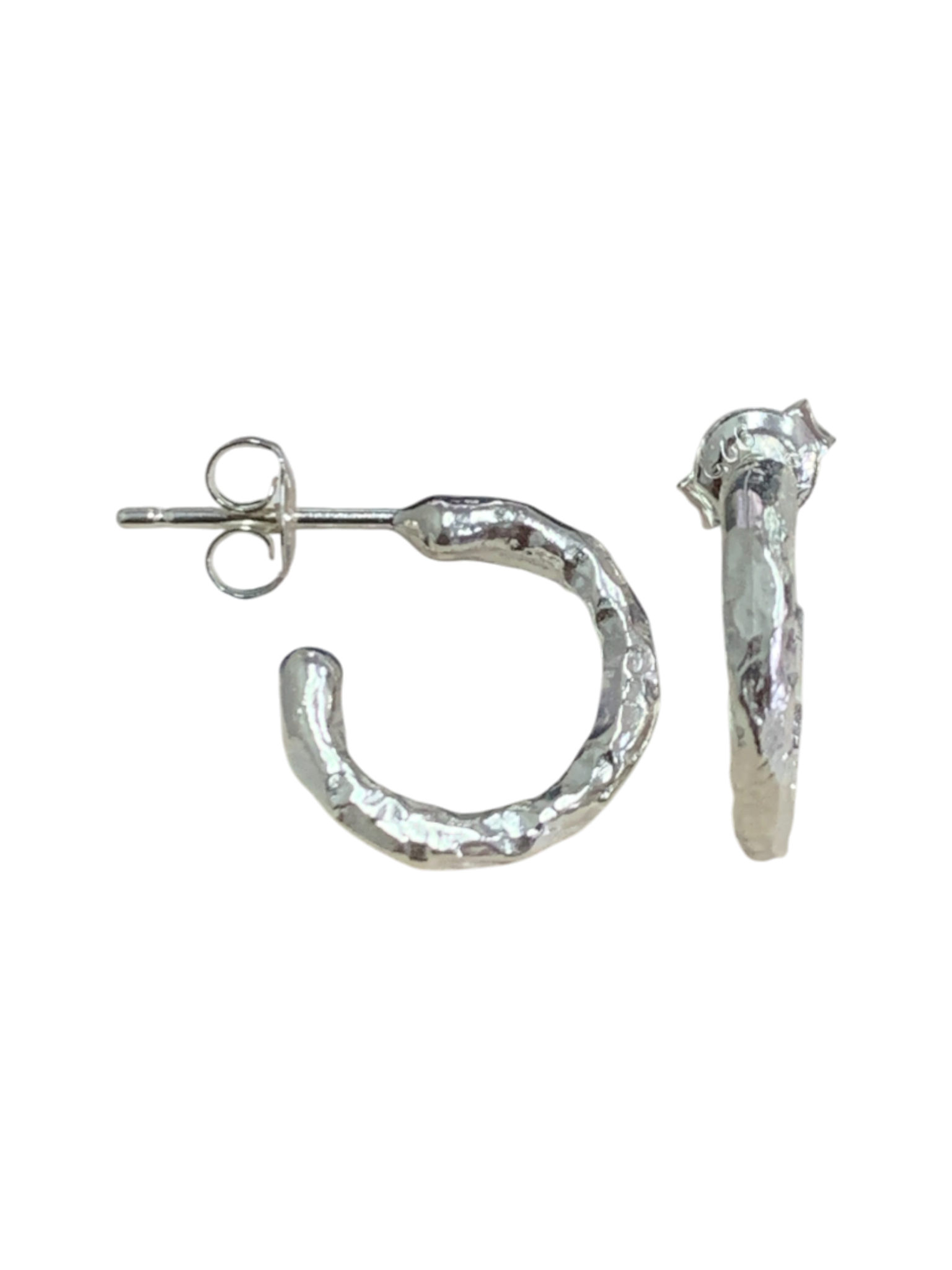 Organic Textured C Hoop Earrings 13.7x2.0