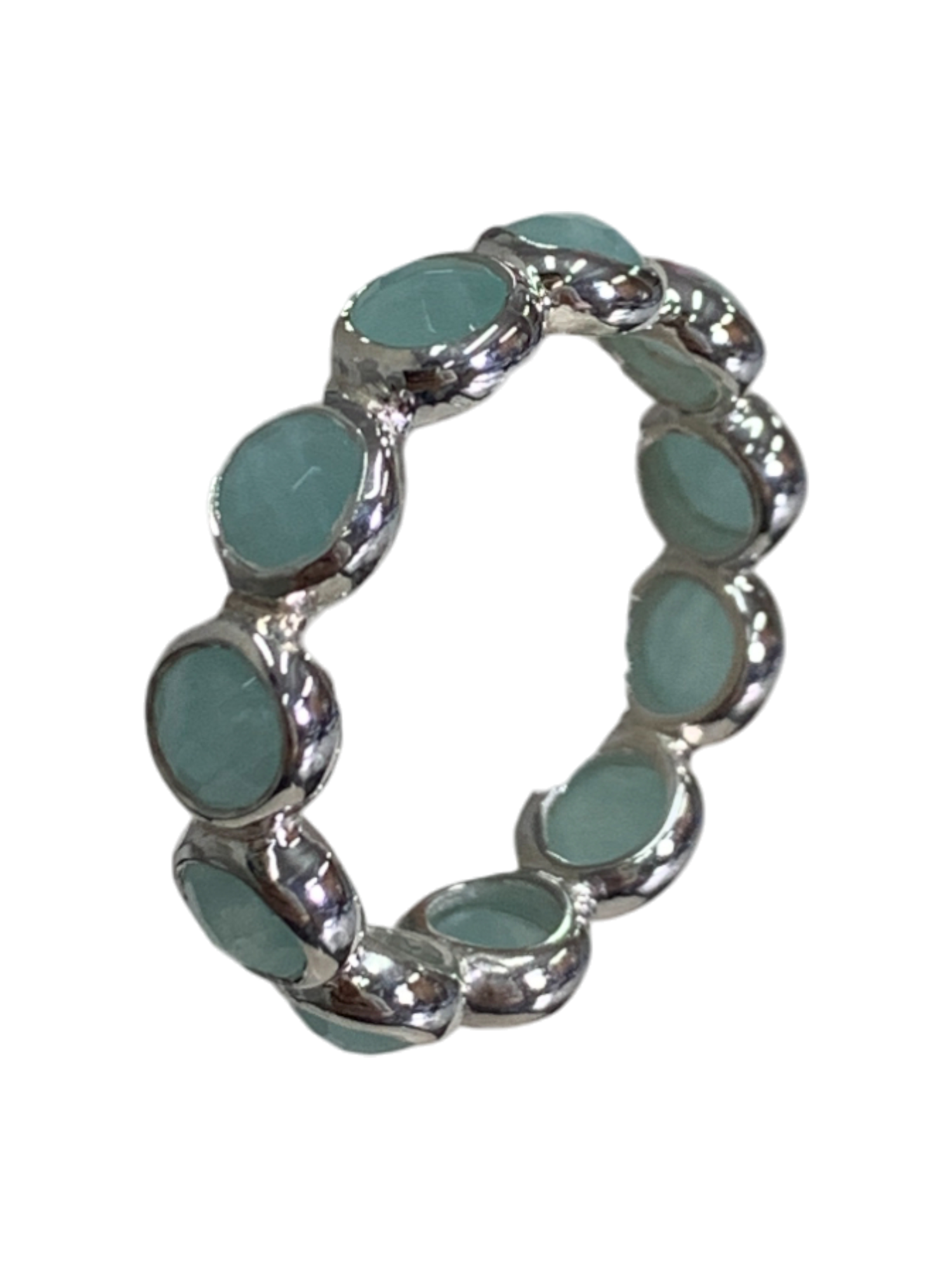 Skyblue Amazonite Round Patterned Ring