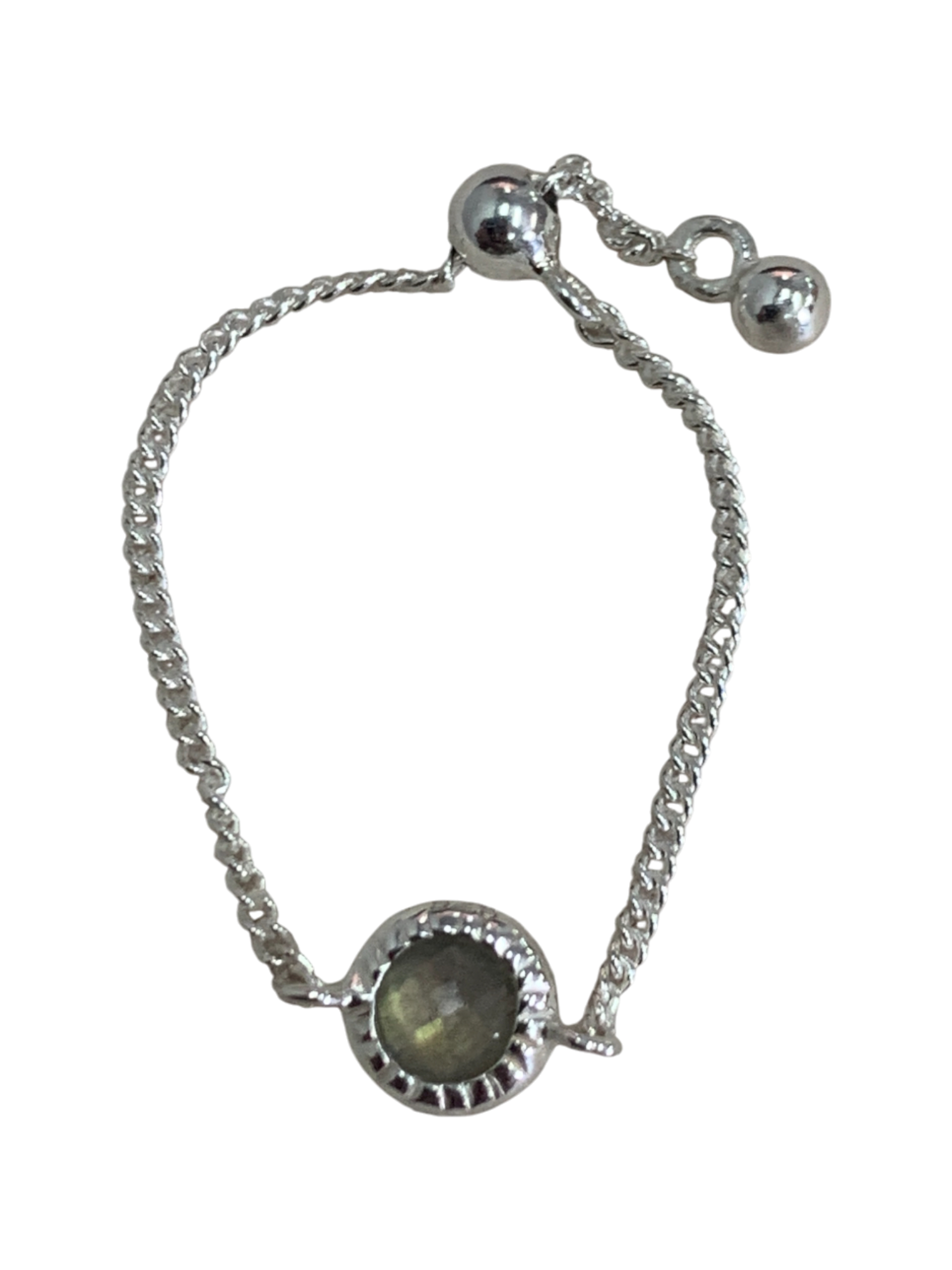 Grey Labradorite Round Chain Ring 731
