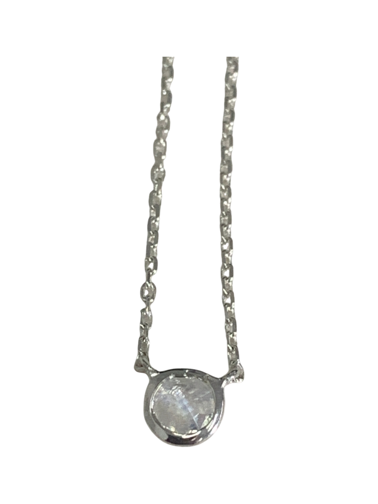 White Moonstone Round Pendant Necklace