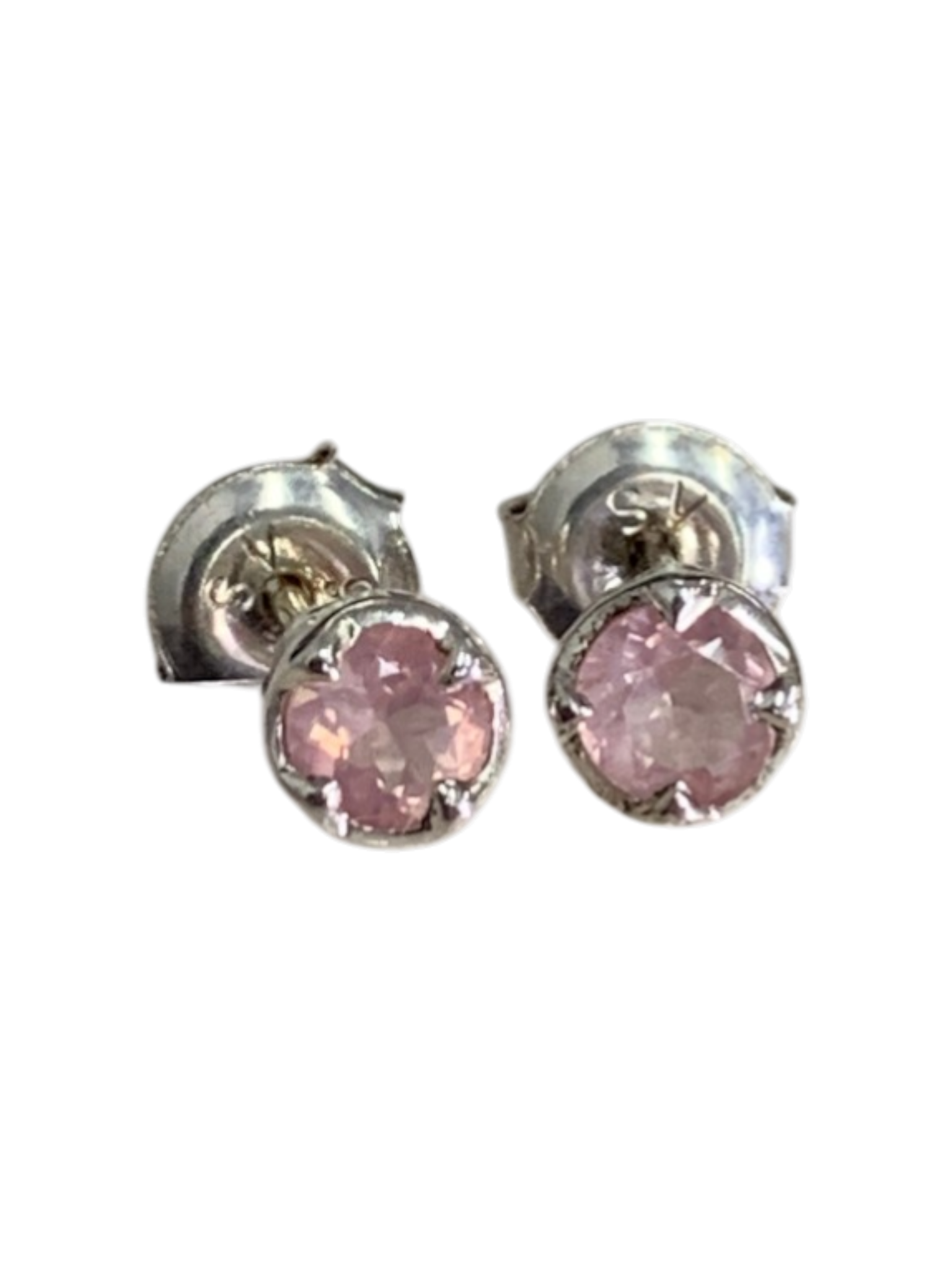 Pink Round Rose Quartz Stud Earrings 5.2