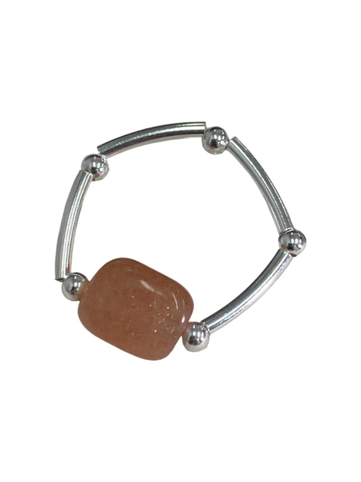 Orange Sunstone Beaded Ring