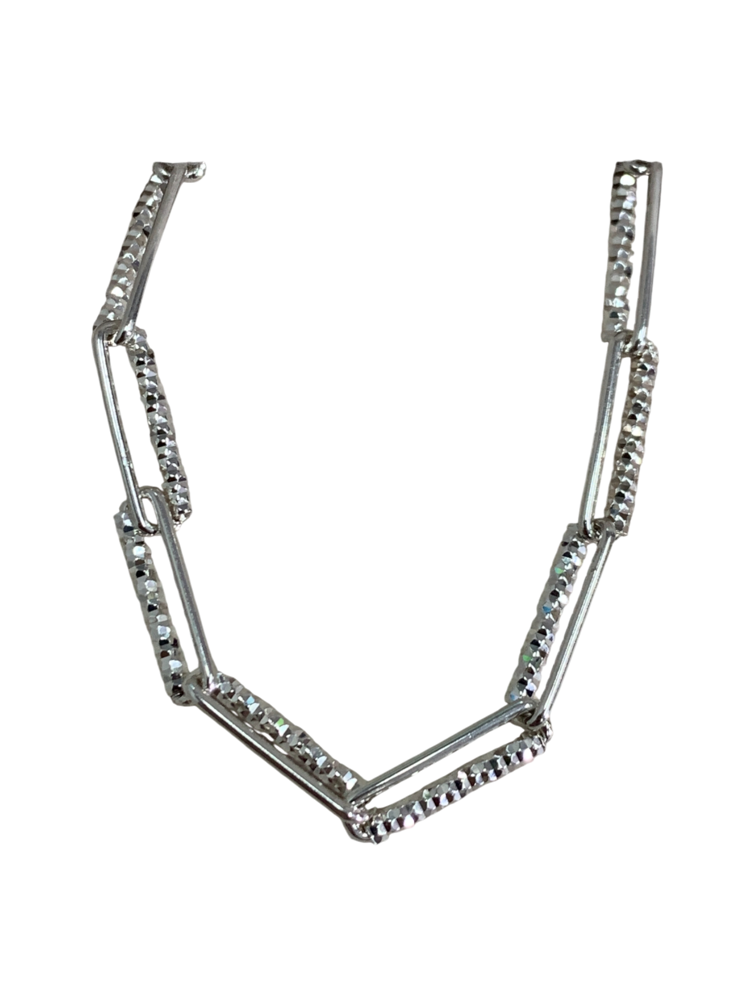 Half Textured Clip Chain Bracelet 750