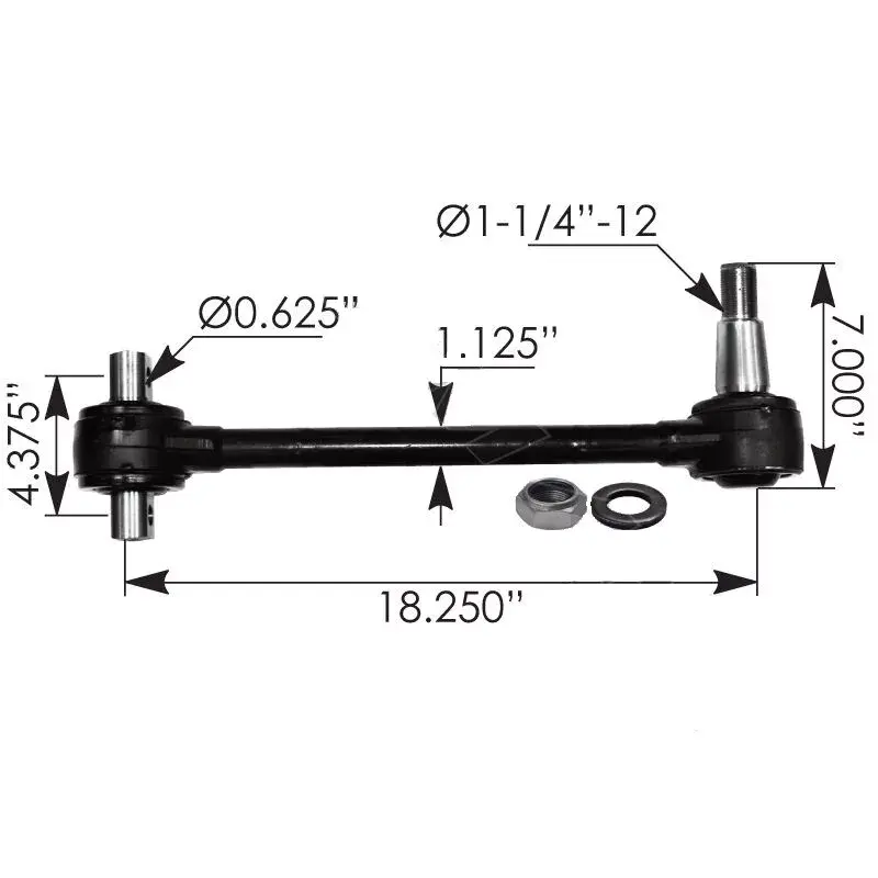 Torque Rod 18.250in Sealed Mack Part# 25168854, 17QF464P183, TMR562