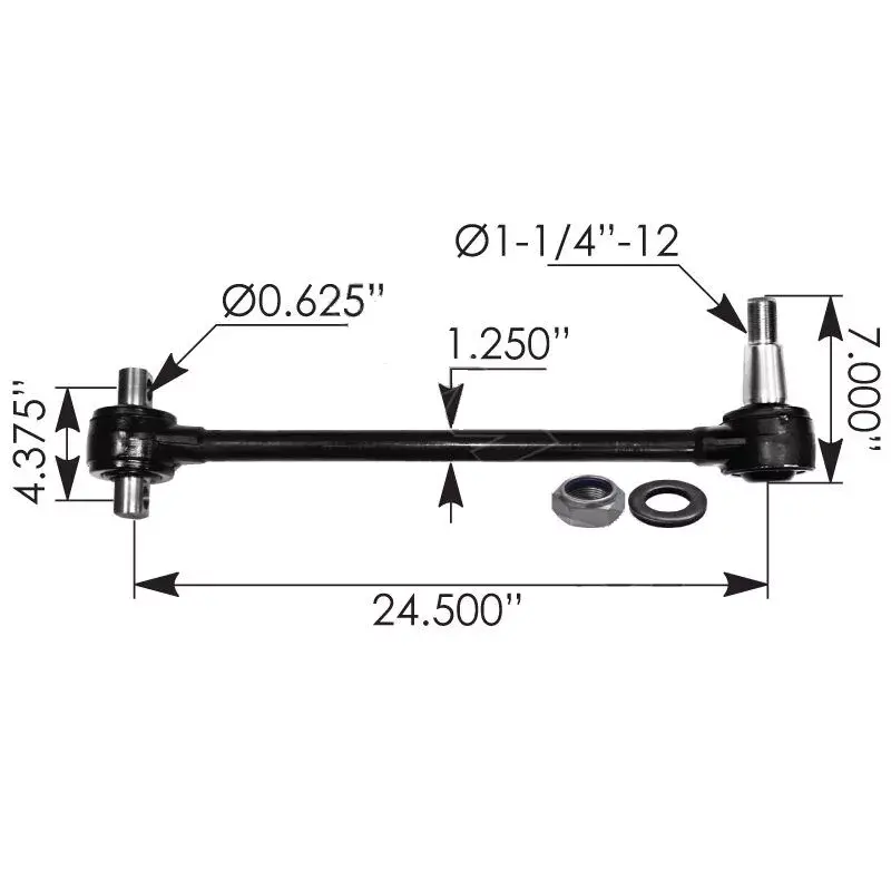Torque Rod 24.250in Sealed Mack Part# 1RY48P2, 17Qf442P245, 17QF463P245, TMR596
