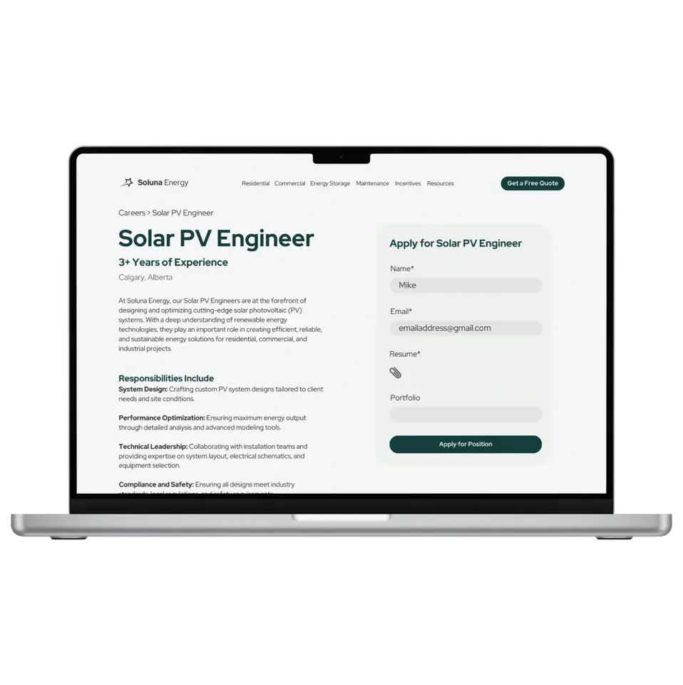 solar energy website design - career.webp