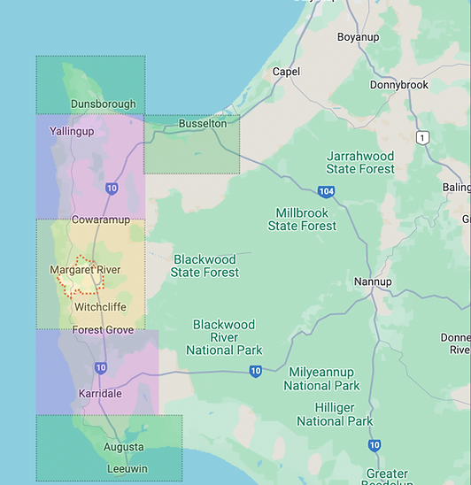 service area map of south west, wa