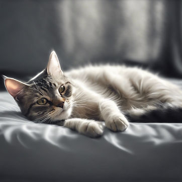 old cat lying on bed at home