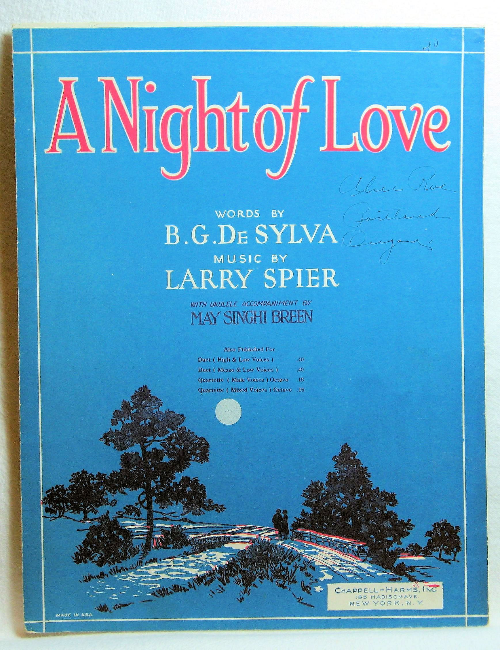 A Night of Love  DE SYLVA 1925