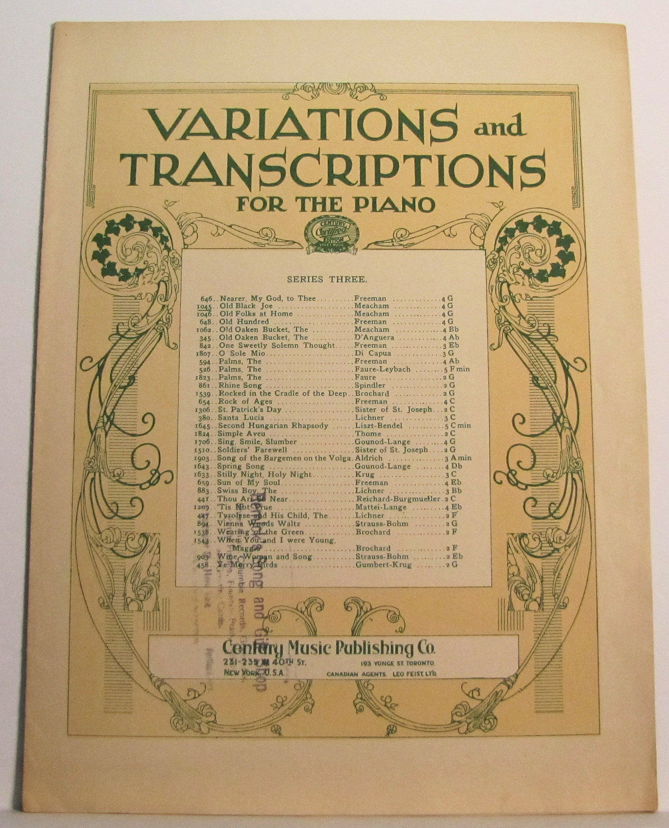 OLD BLACK JOE (Foster's Original Theme with Variations) by F. W. Meacham 1904