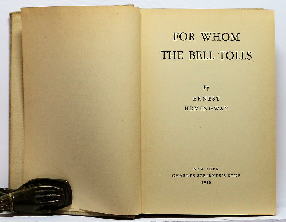 Thumbnail: FOR WHOM THE BELL TOLLS by ERNEST HEMINGWAY 1940 First Edition