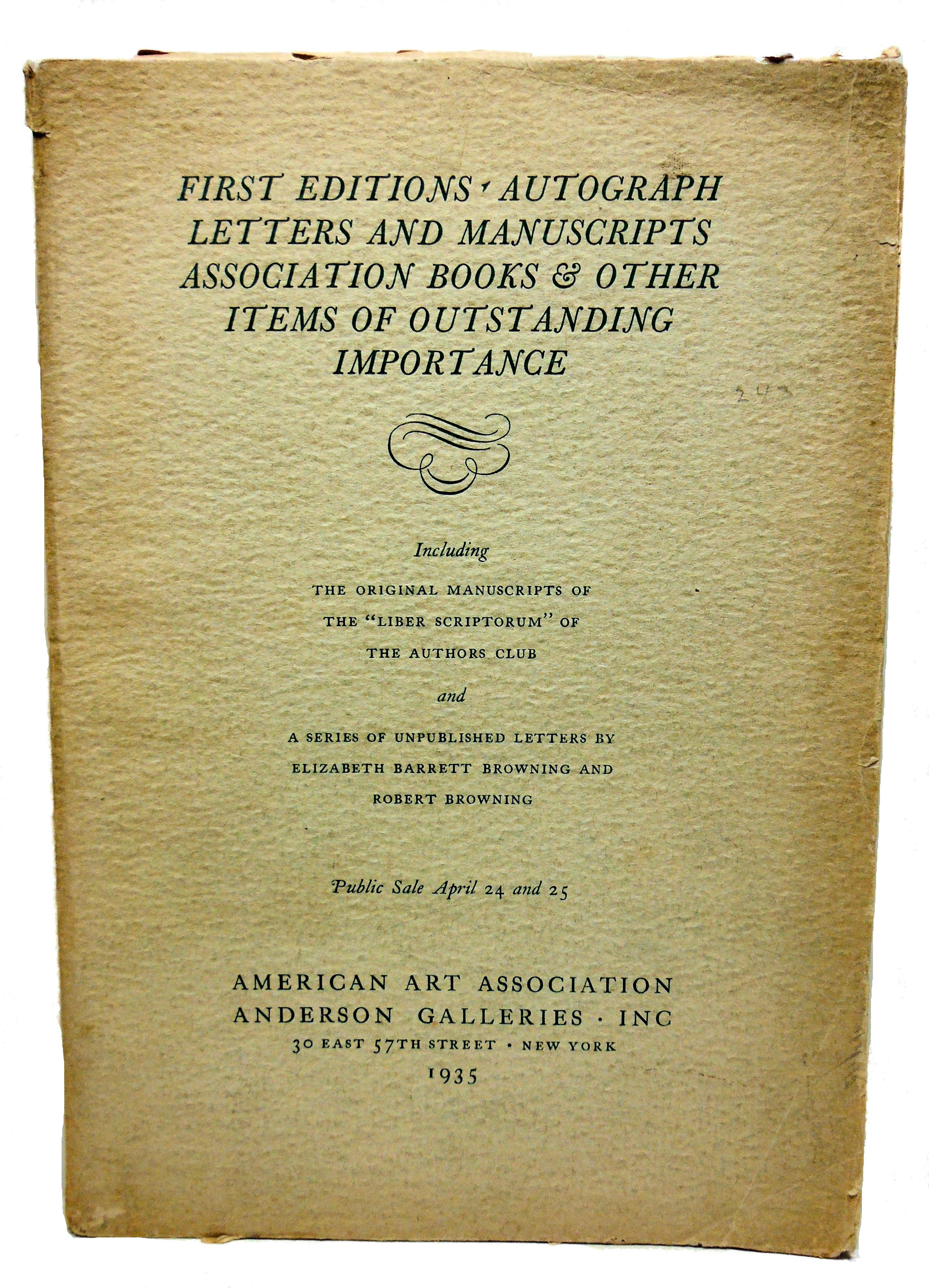First Editions, Autograph Letters & Manuscripts 1935