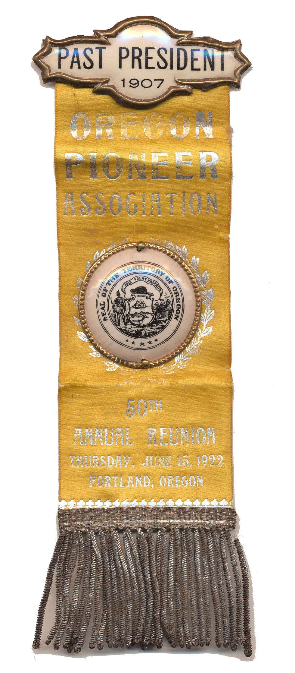 Oregon Pioneer Silk Ornate Badge 1922