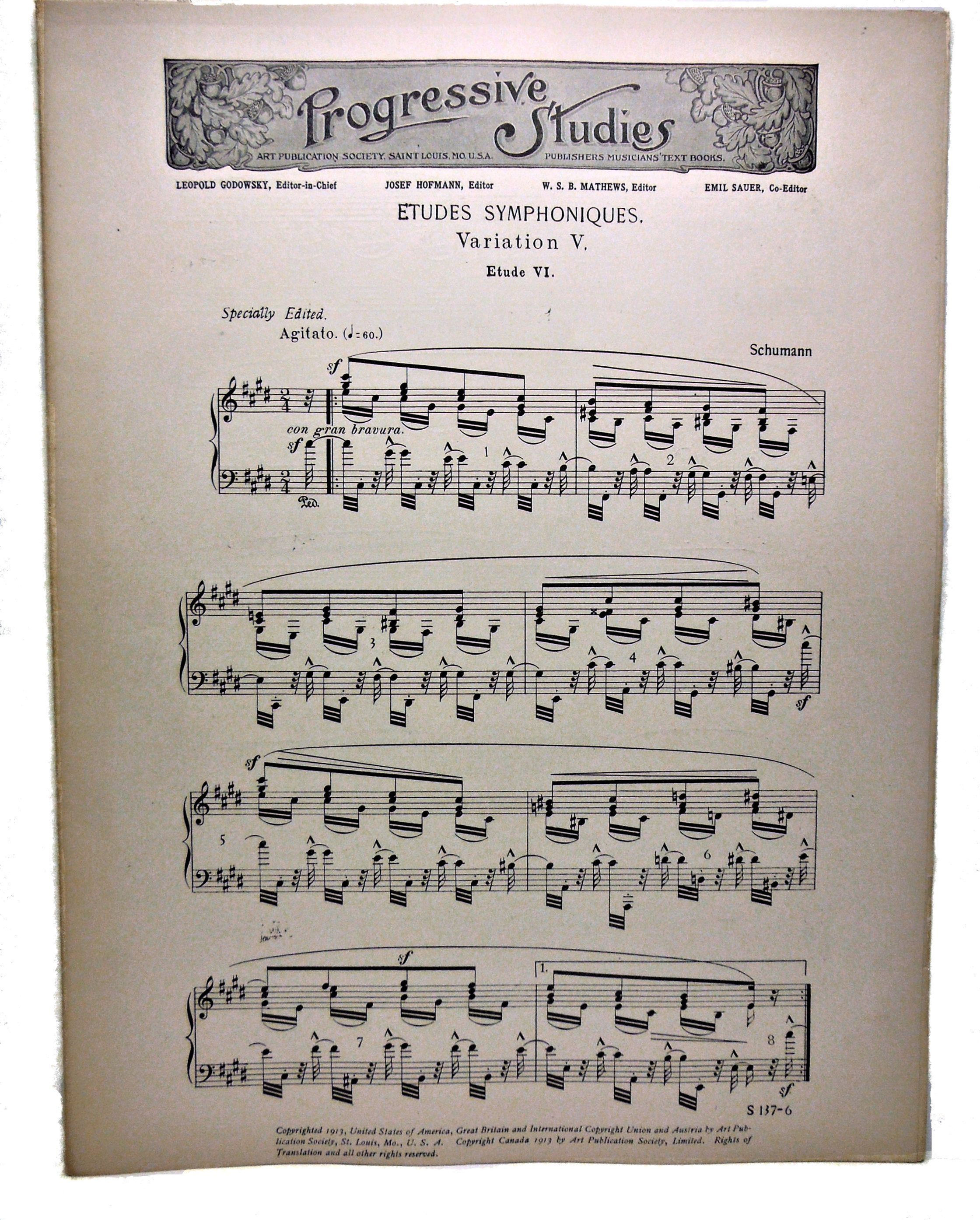 Progressive Studies “ÉTUDES SYMPHONIQUES” by Schumann 1913