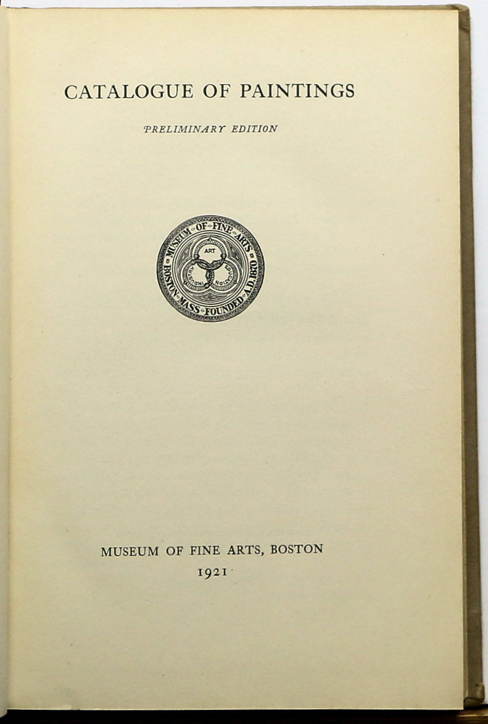Thumbnail: MUSEUM OF FINE ARTS BOSTON, CATALOGUE OF PAINTINGS