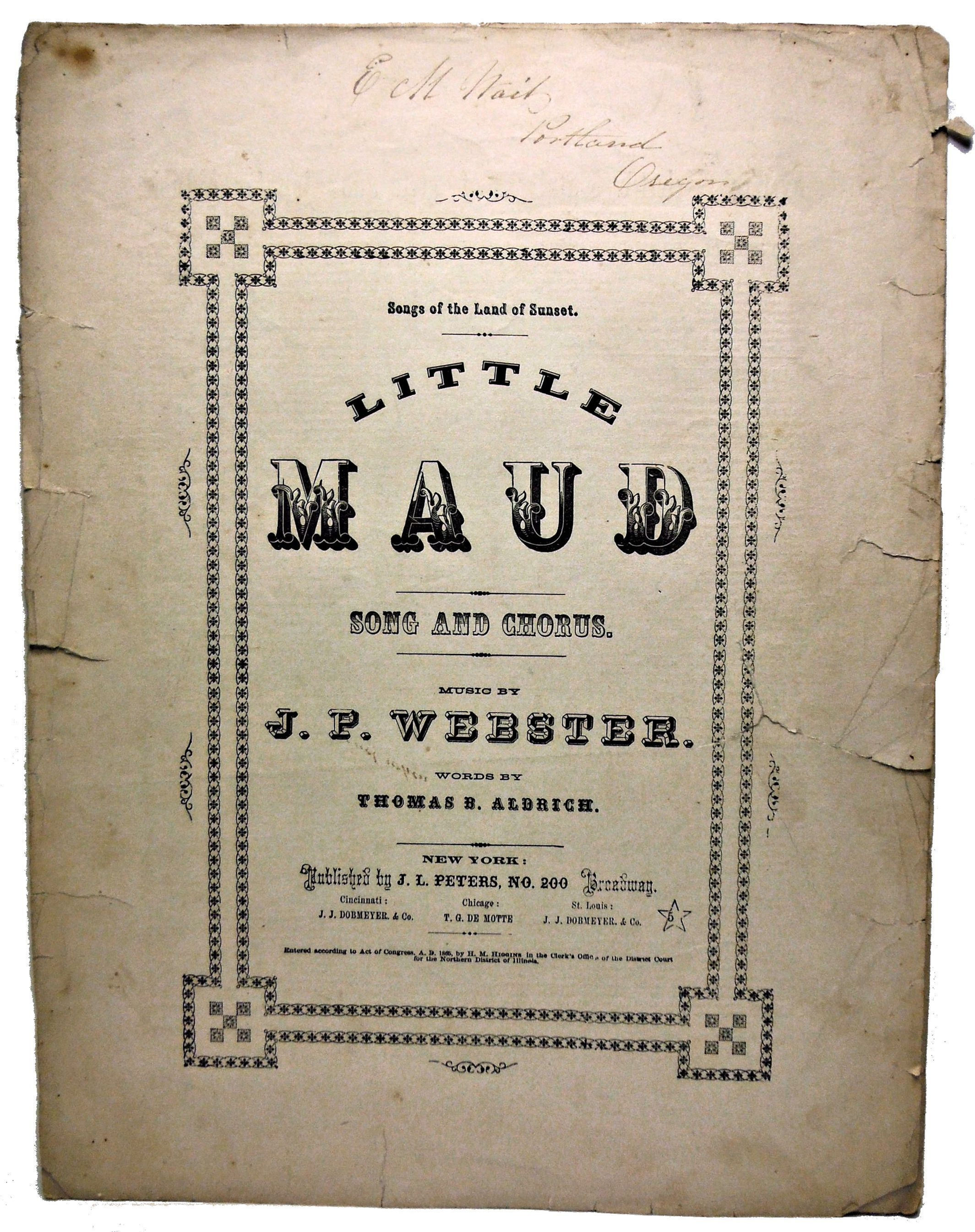 LITTLE MAUD [Song & Chorus] Civil War era 1865