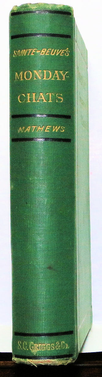 Thumbnail: MONDAY CHATS BY C. A. SAINTE-BEAUVE WILLIAM MATHEWS 1878
