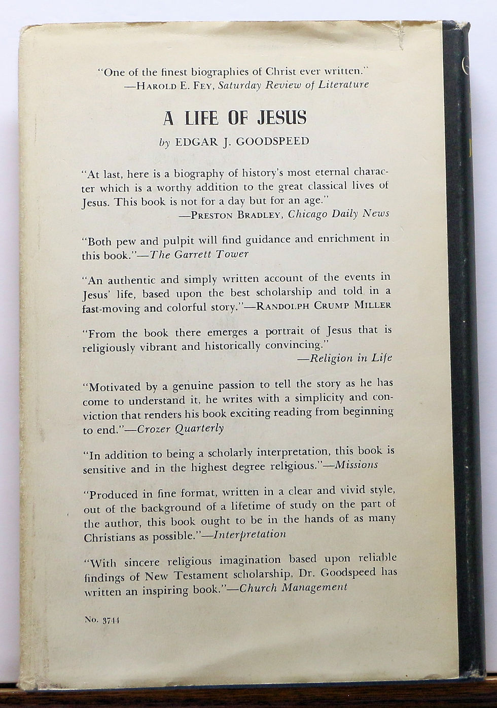 Thumbnail: A Life of Jesus by EDGAR J. GOODSPEED 1950 (w/Jacket!)