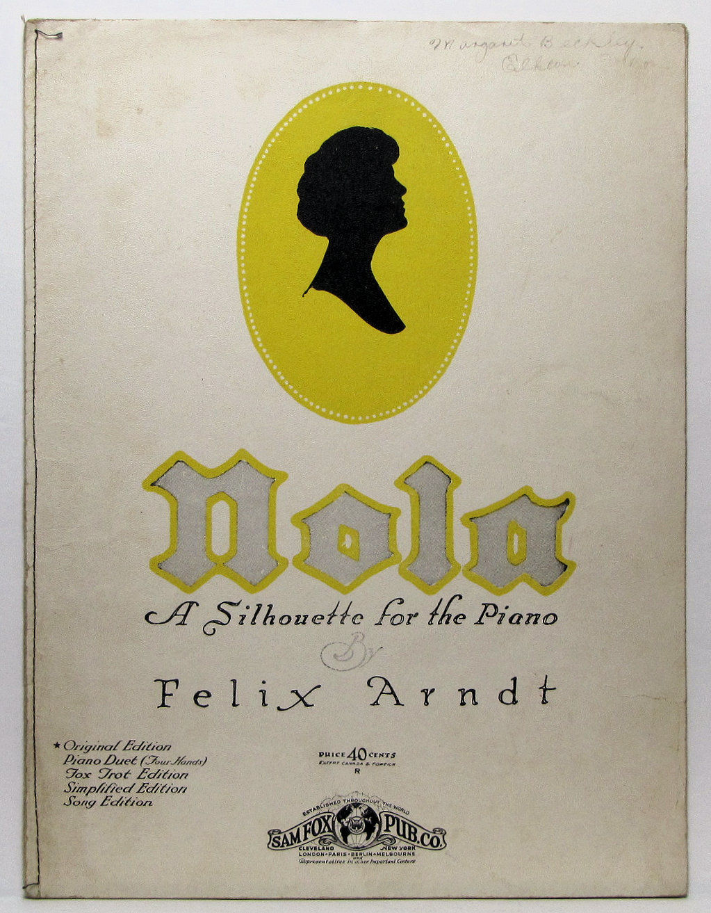 NOLA [A Silhouette for the Piano] Felix Arndt 1915