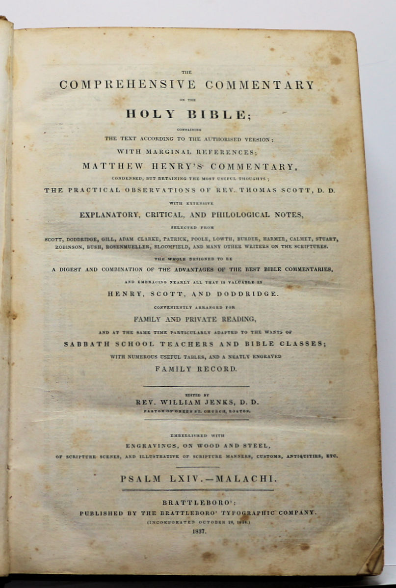 Thumbnail: Leather Comprehensive Commentary on the Holy Bible 1835 Four Volumes Rare