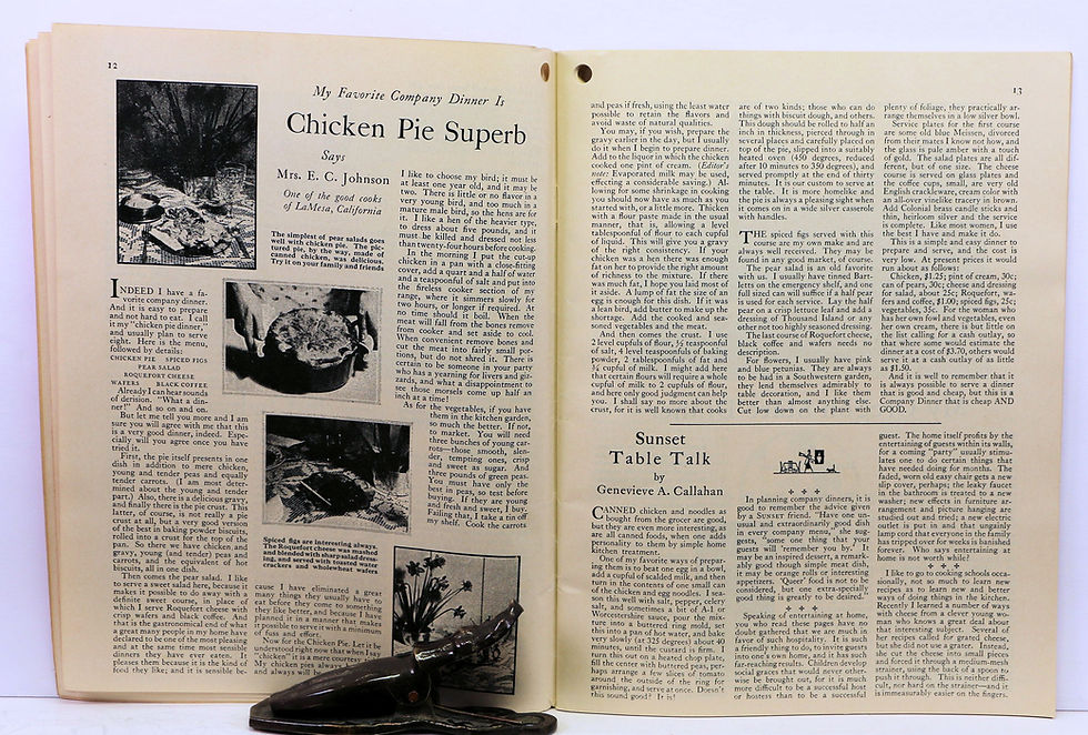 Thumbnail: Sunset's FAVORITE COMPANY DINNERS Sunset Magazine 1934