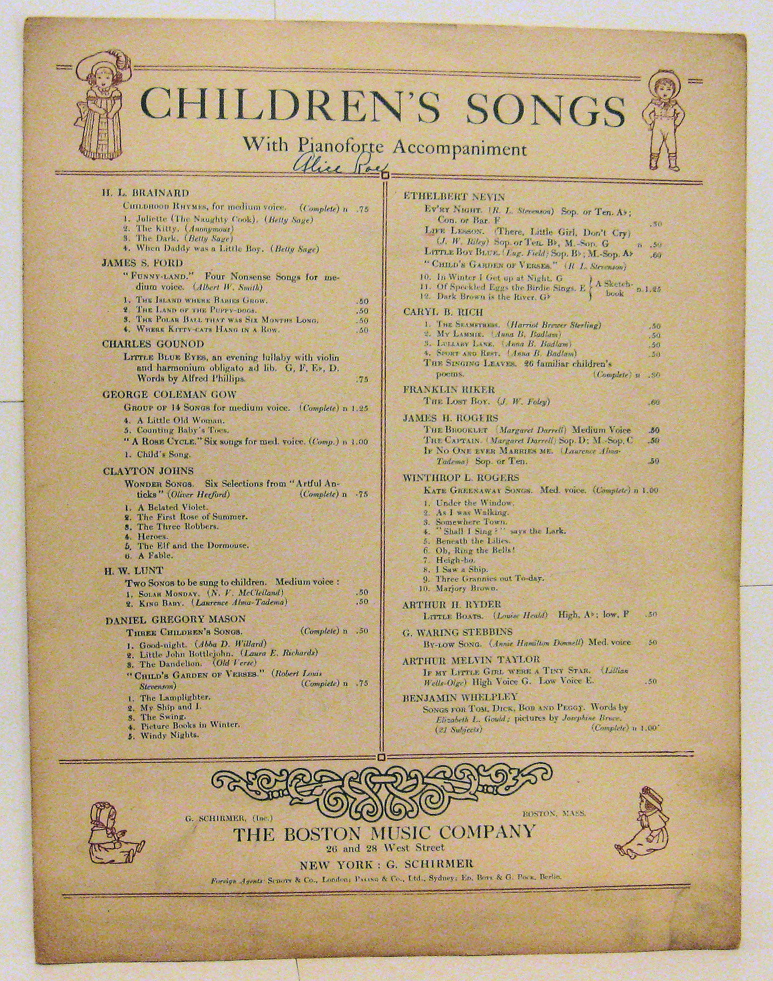 A Life Lesson CHILDREN'S SONGS [Pianoforte] 1898