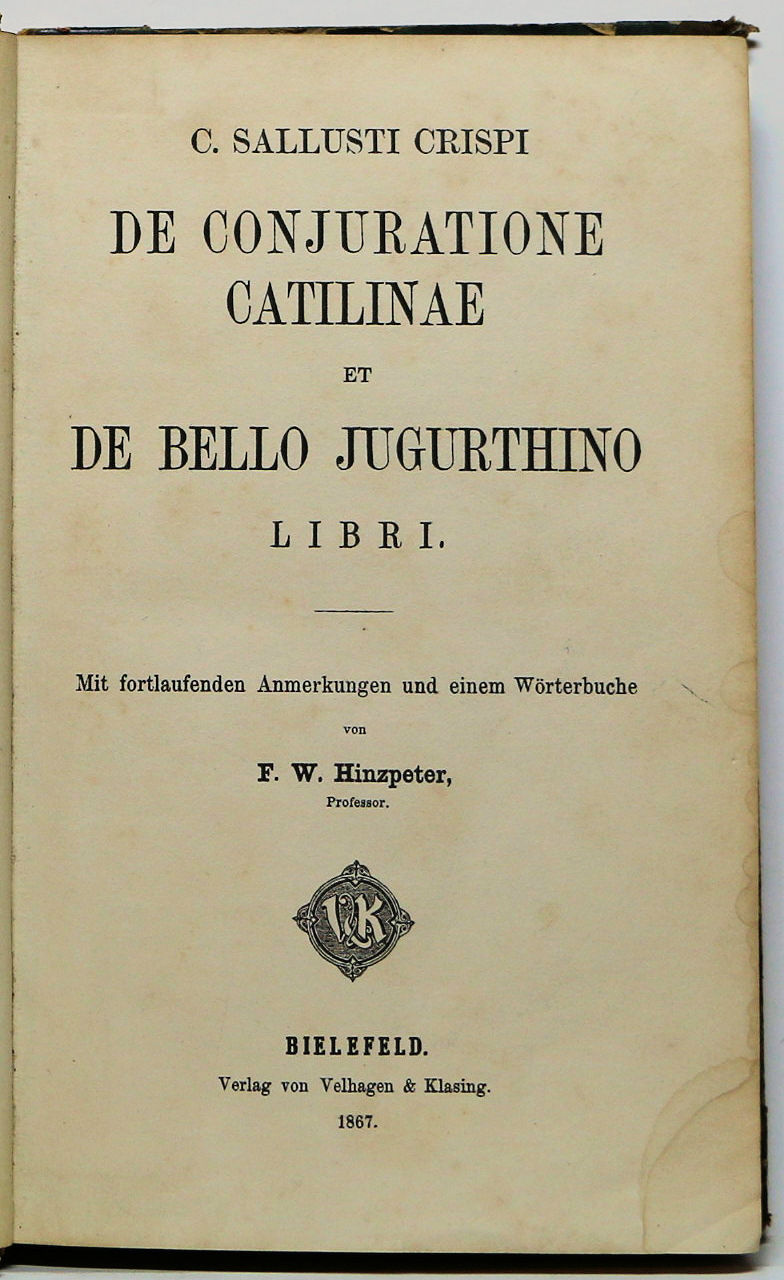 Thumbnail: SALLUSTUS Conspiracy Catiline & the Jugurthine War Latin with German Notes 1867