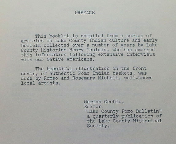 Thumbnail: LAKE COUNTY INDIAN LORE by Henry Mauldin Edited by Marion Geoble 1977