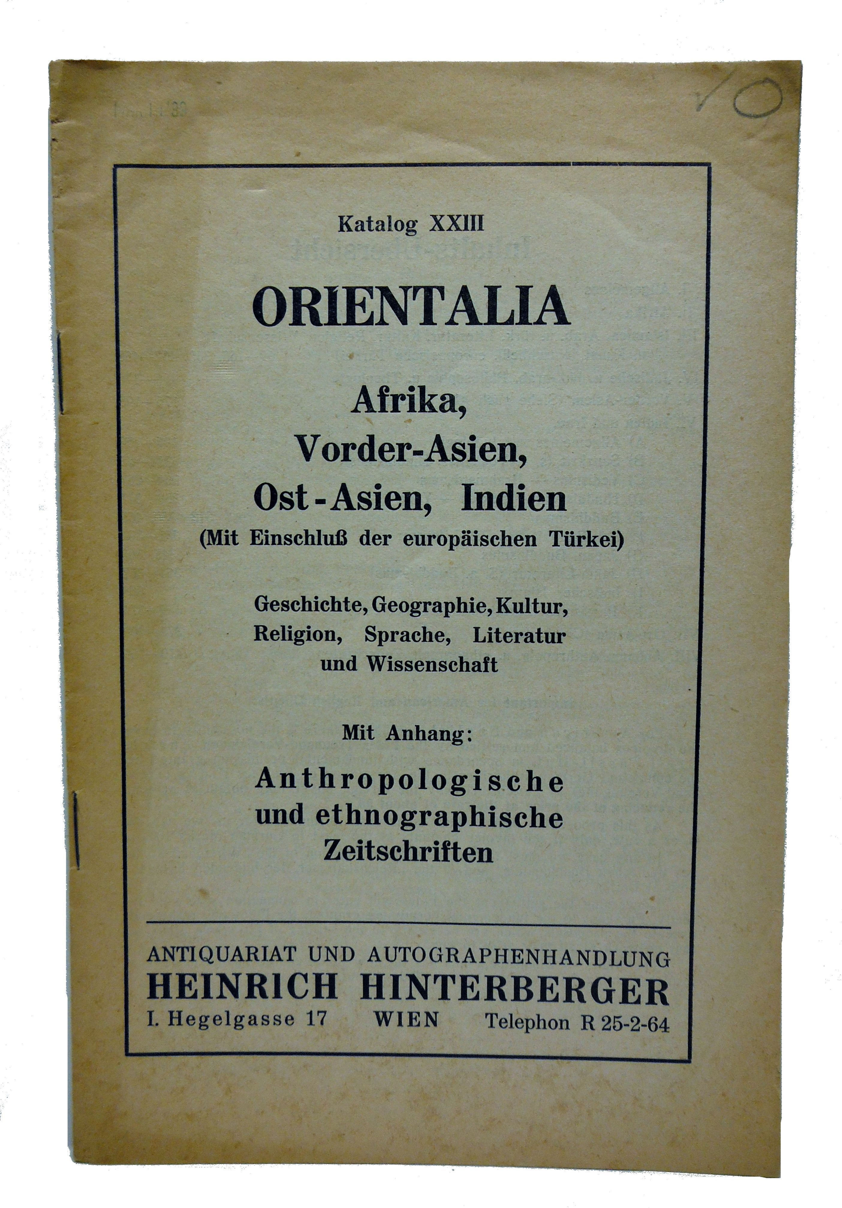 Katalog 23 Orientalia Afrika Vorder-Asien (German)