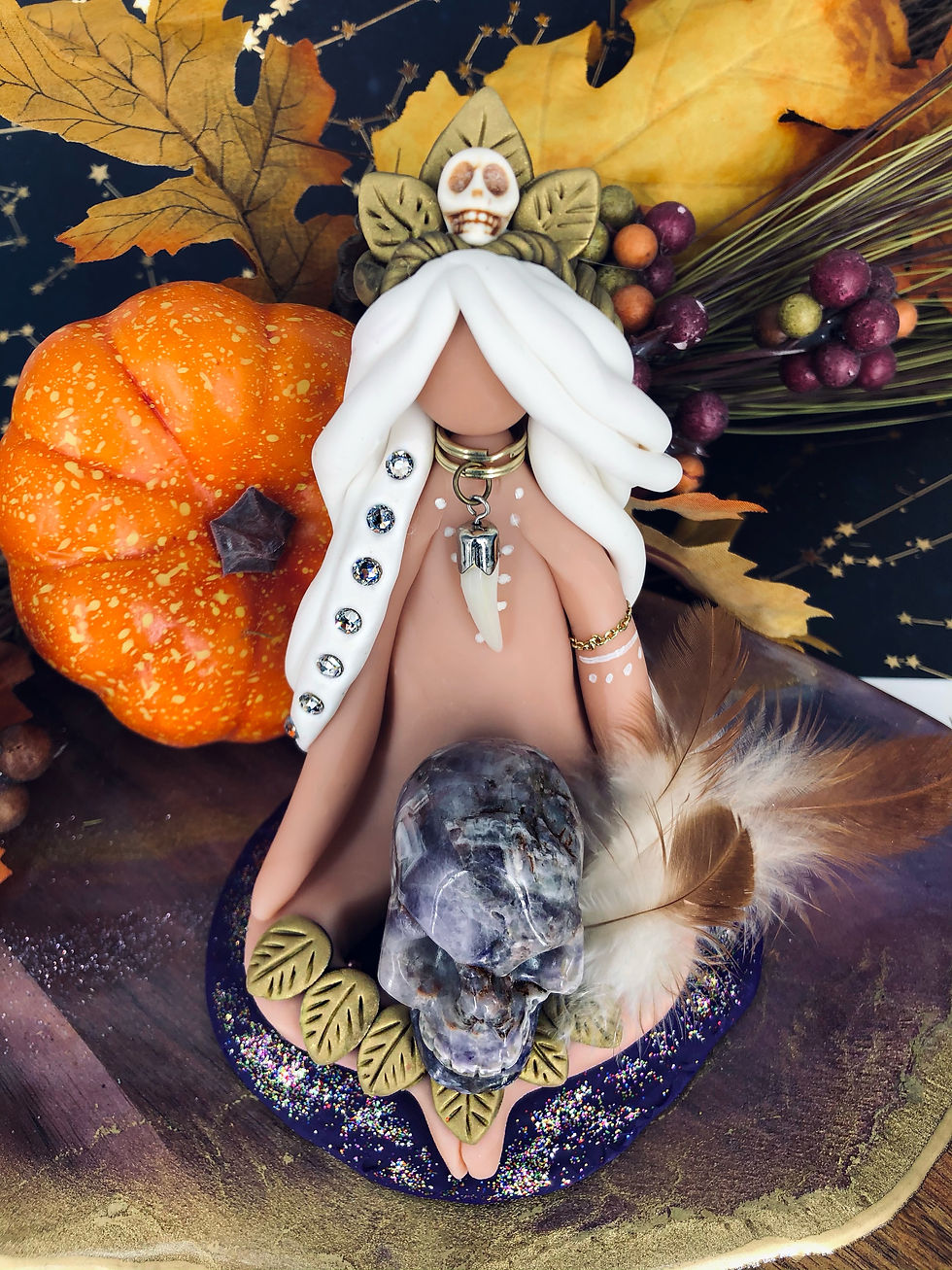 Thumbnail: Mayan Tribal White Witch & Amethyst Scull