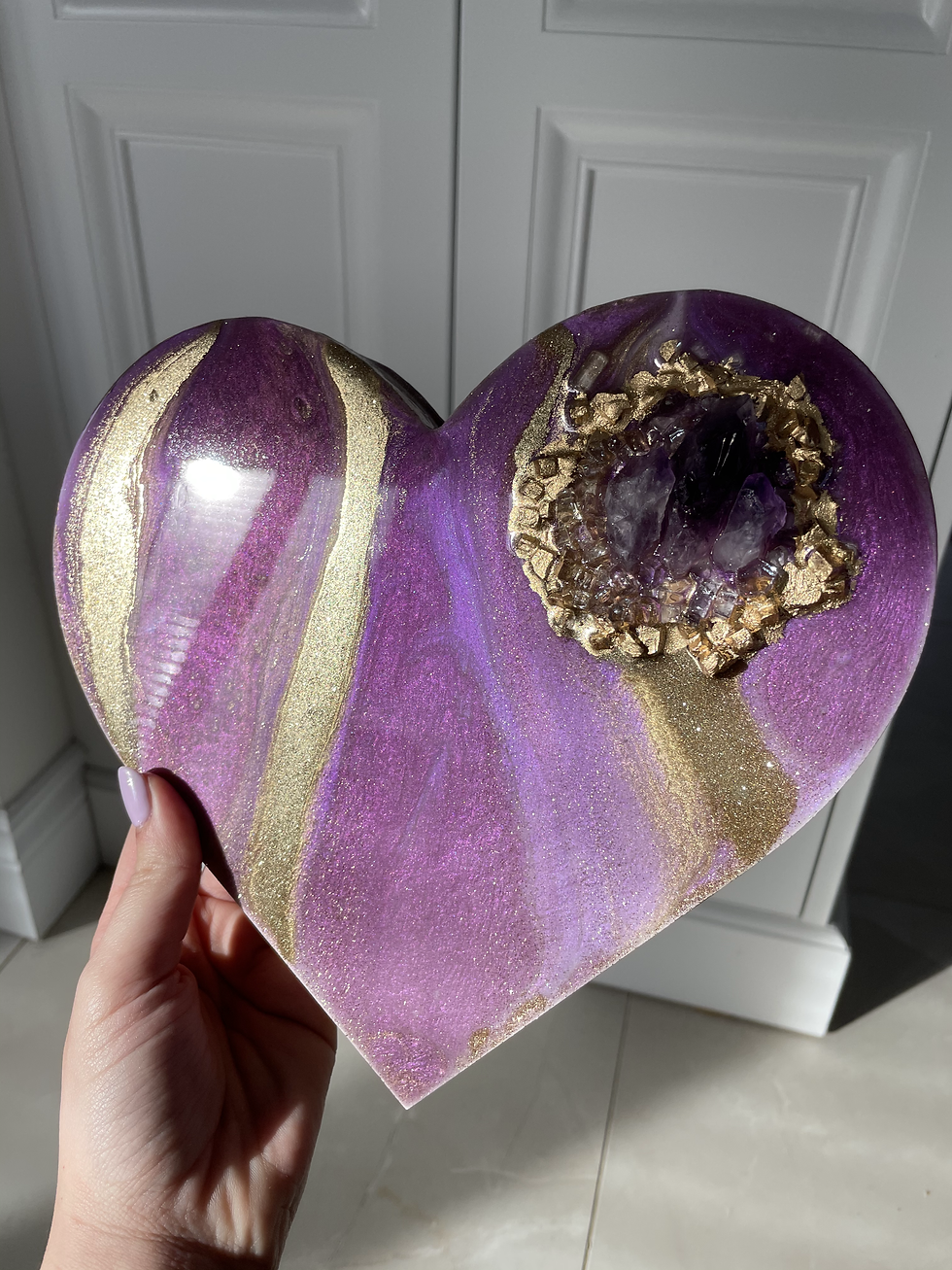 Thumbnail: Amethyst Crystal Heart Plaque
