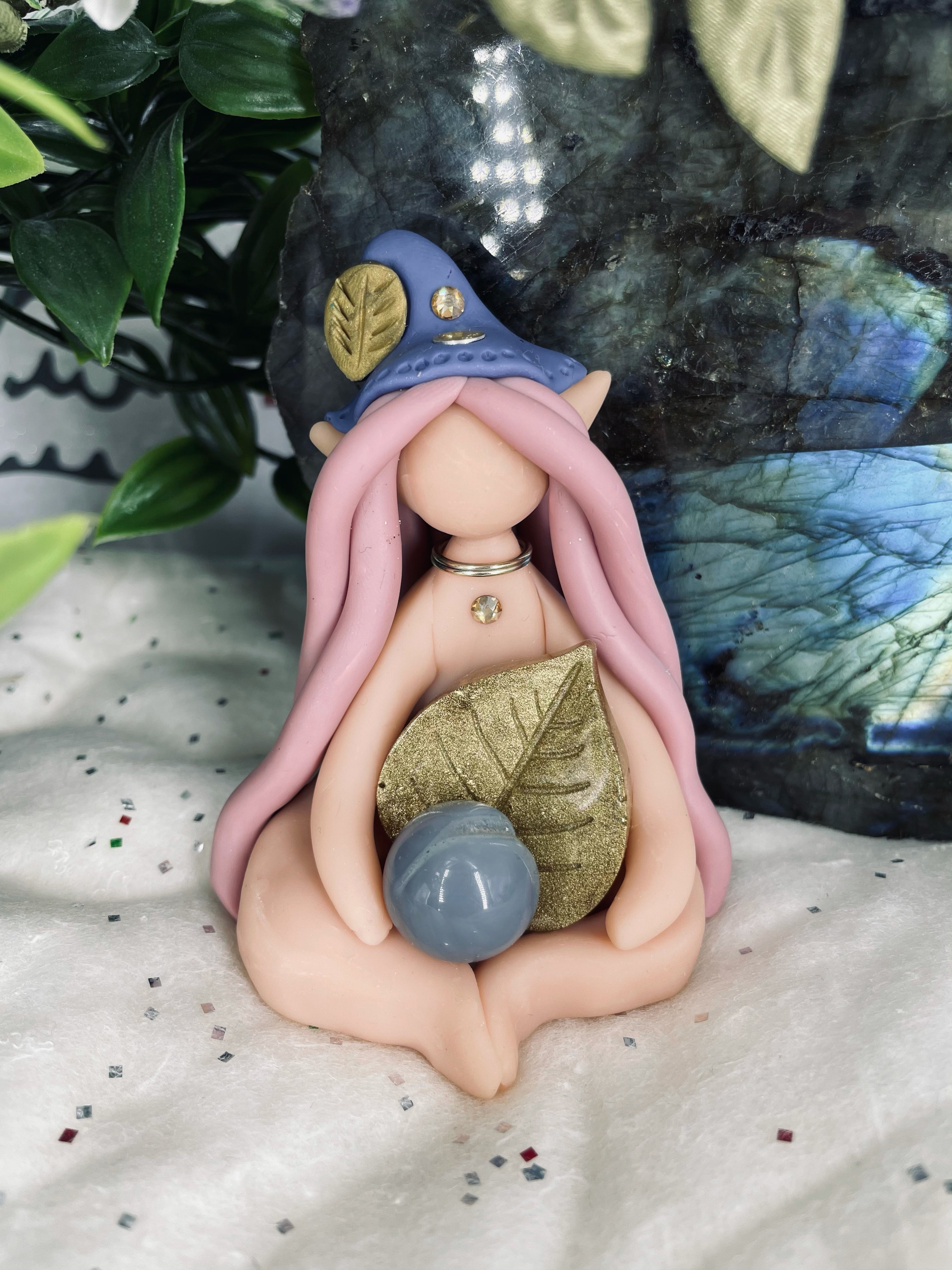 Gold Leaf Agate Crystal Elf Goddess