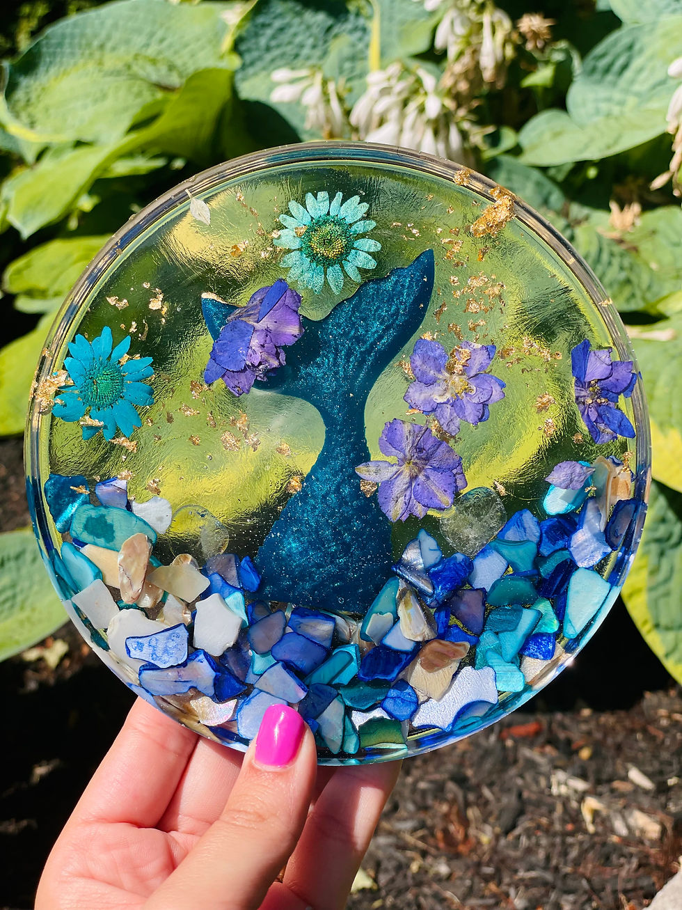 Blue Quartz Crystal Mermaid Fin Coaster