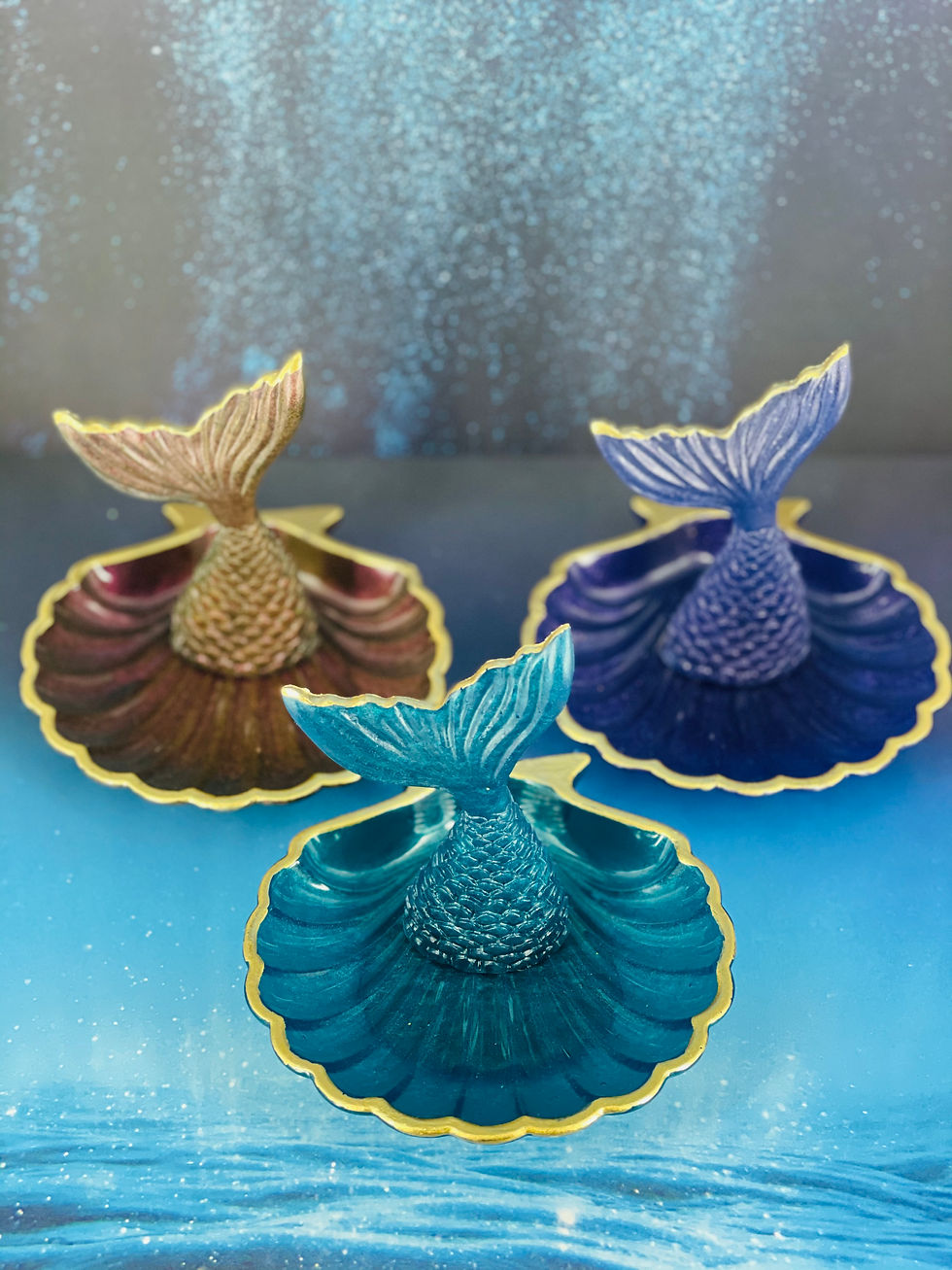 Thumbnail: Blue Diamond Seashell Mermaid Trinket Dish