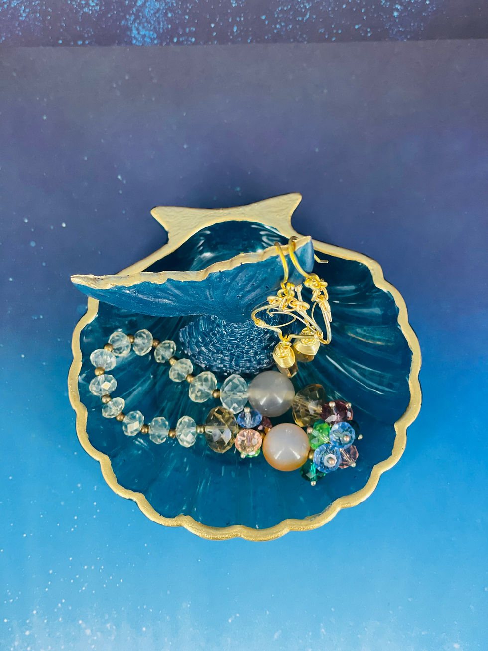 Thumbnail: Blue Diamond Seashell Mermaid Trinket Dish