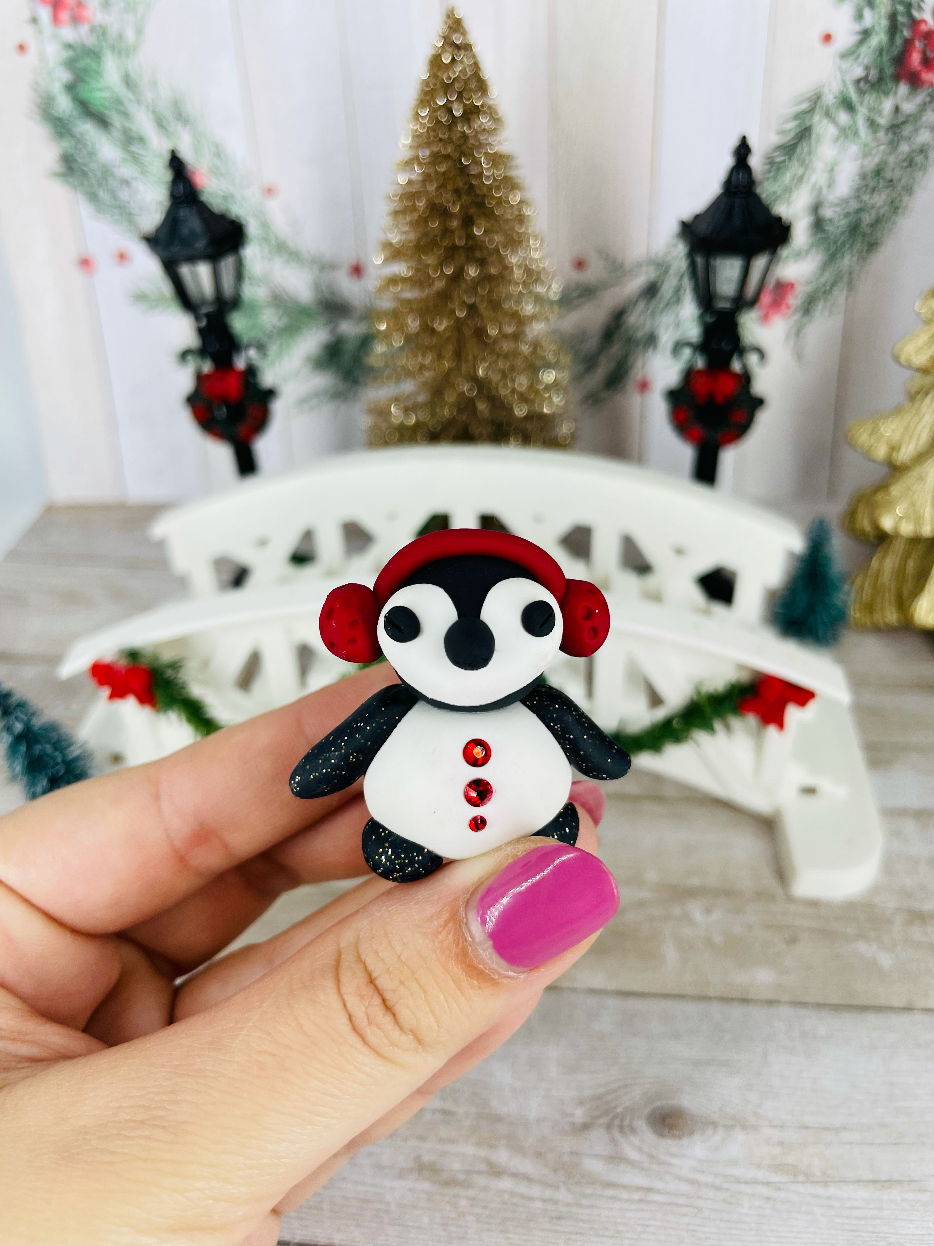 Baby Crystal Penguin with Earmuffs