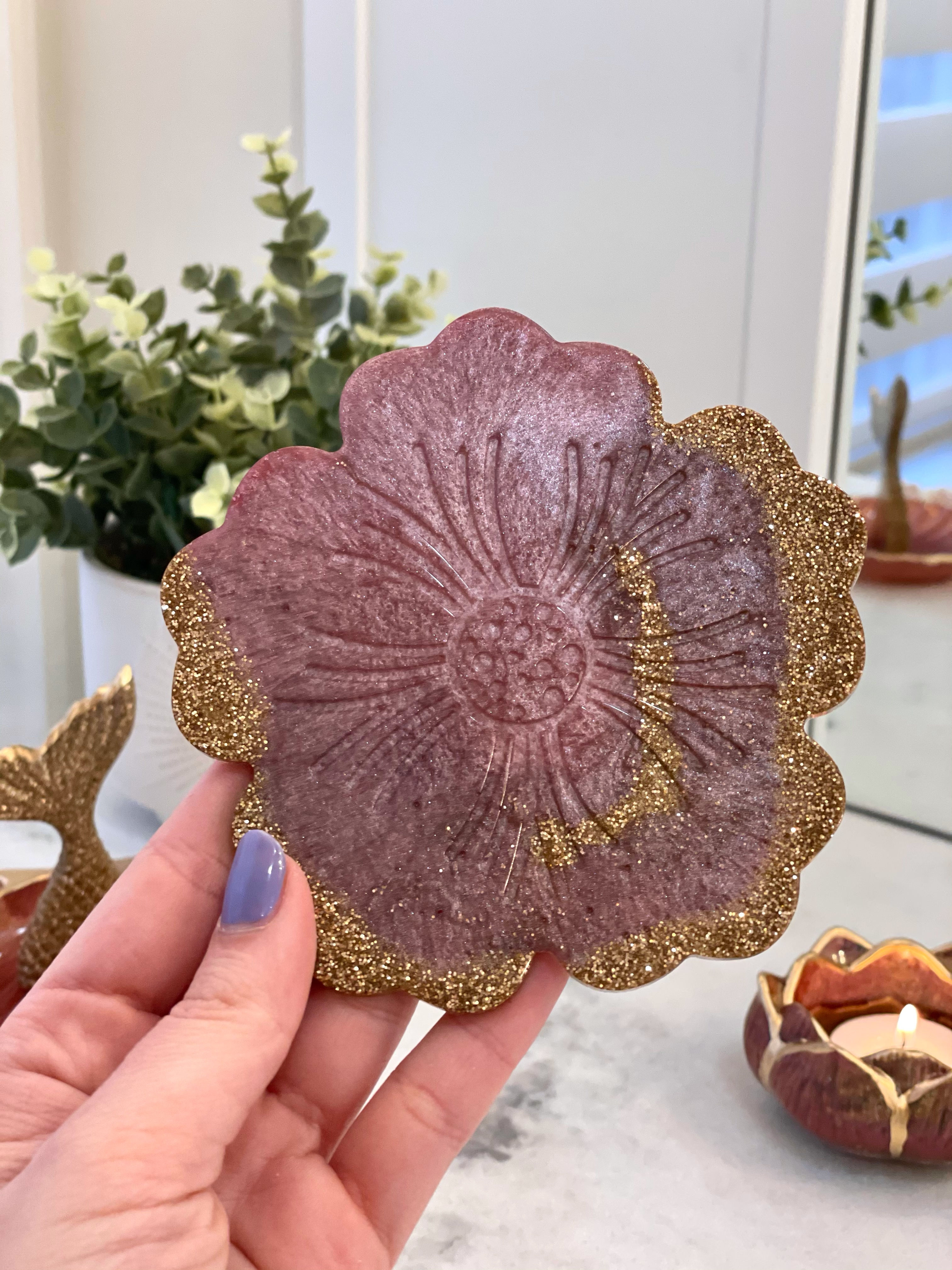 Deep Rose Floral Goddess Coaster