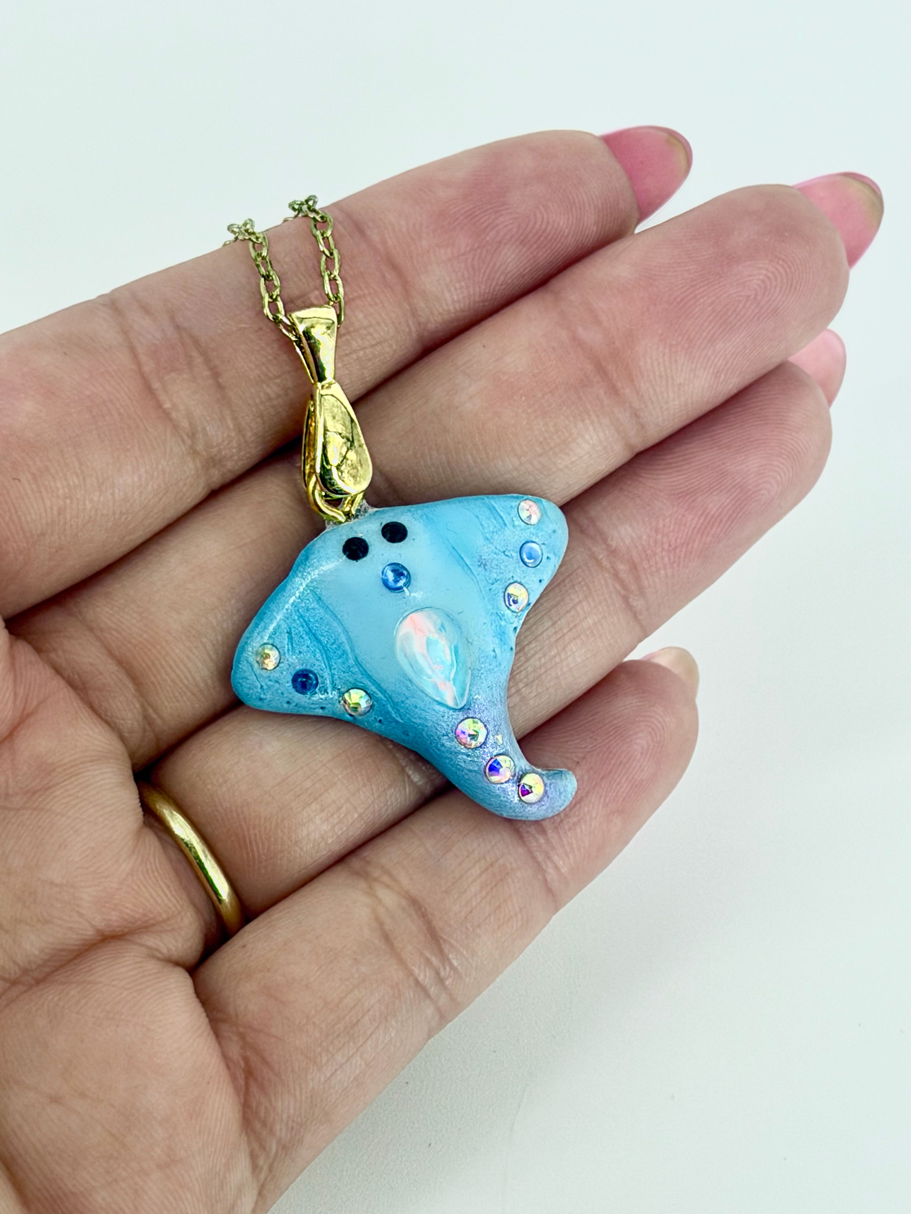 Blue Manta Ray Charm