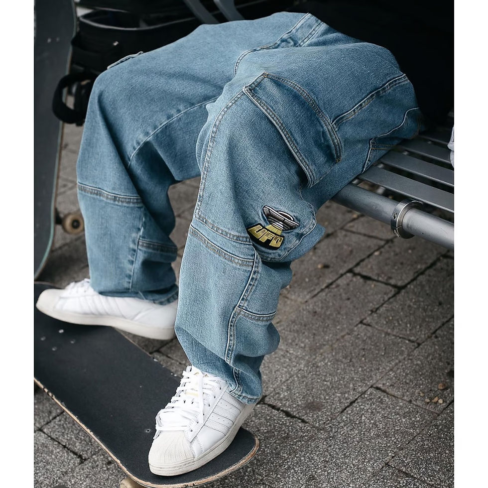 Thumbnail: Homeboy - UFO Cargo Denim Pants - washed blue