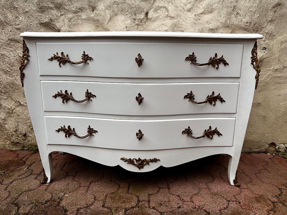 Jolie Commode Ancienne de Style Louis XV Blanche ALBEN168