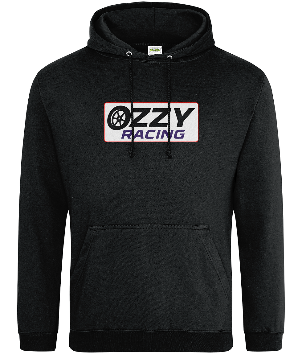 Ozzy Racing badge hoodie, black, sim racing team merch