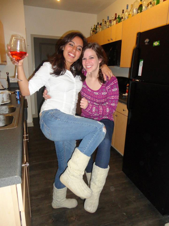 Sara and I in true form - hugs & win