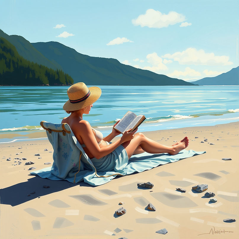Relaxing Person reading a on an okanagan beach.jpg