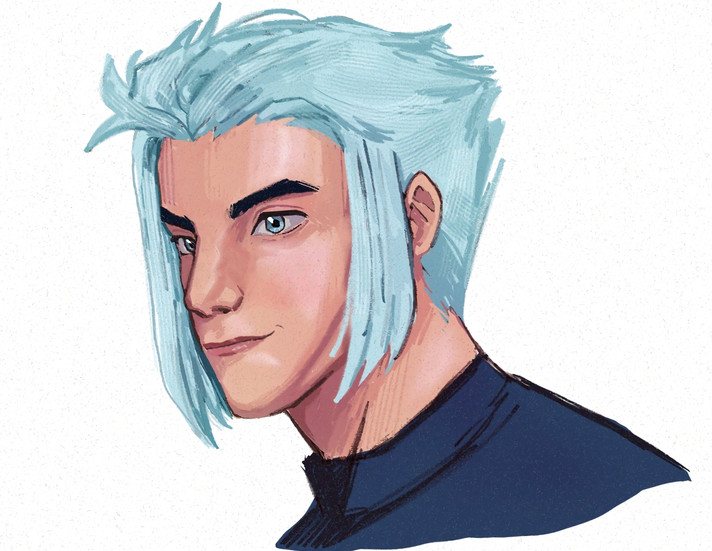 man with blue hair