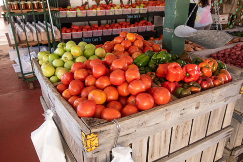 large bin of vegetables