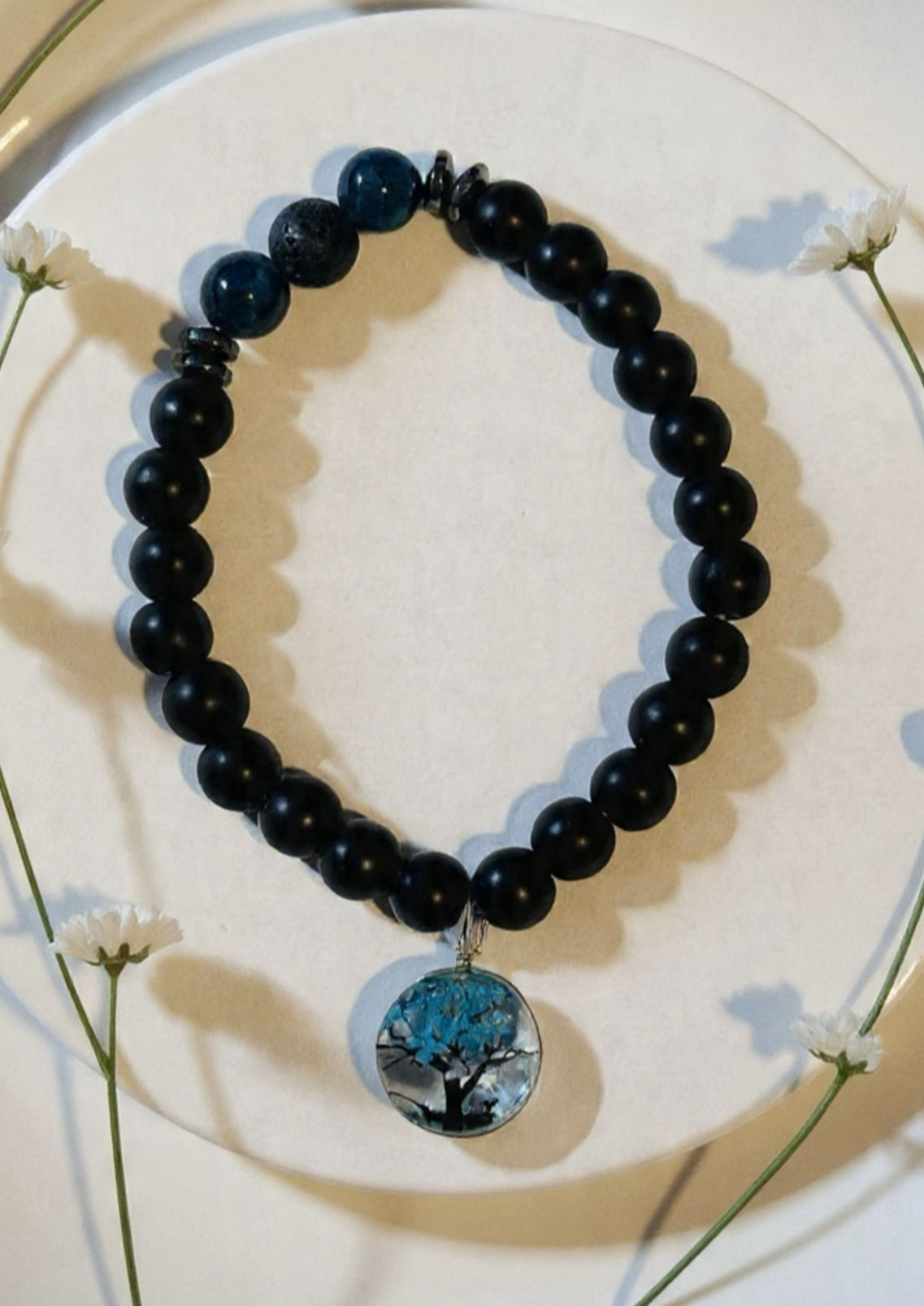 Beads with Real Flower Charm Bracelet BBR007