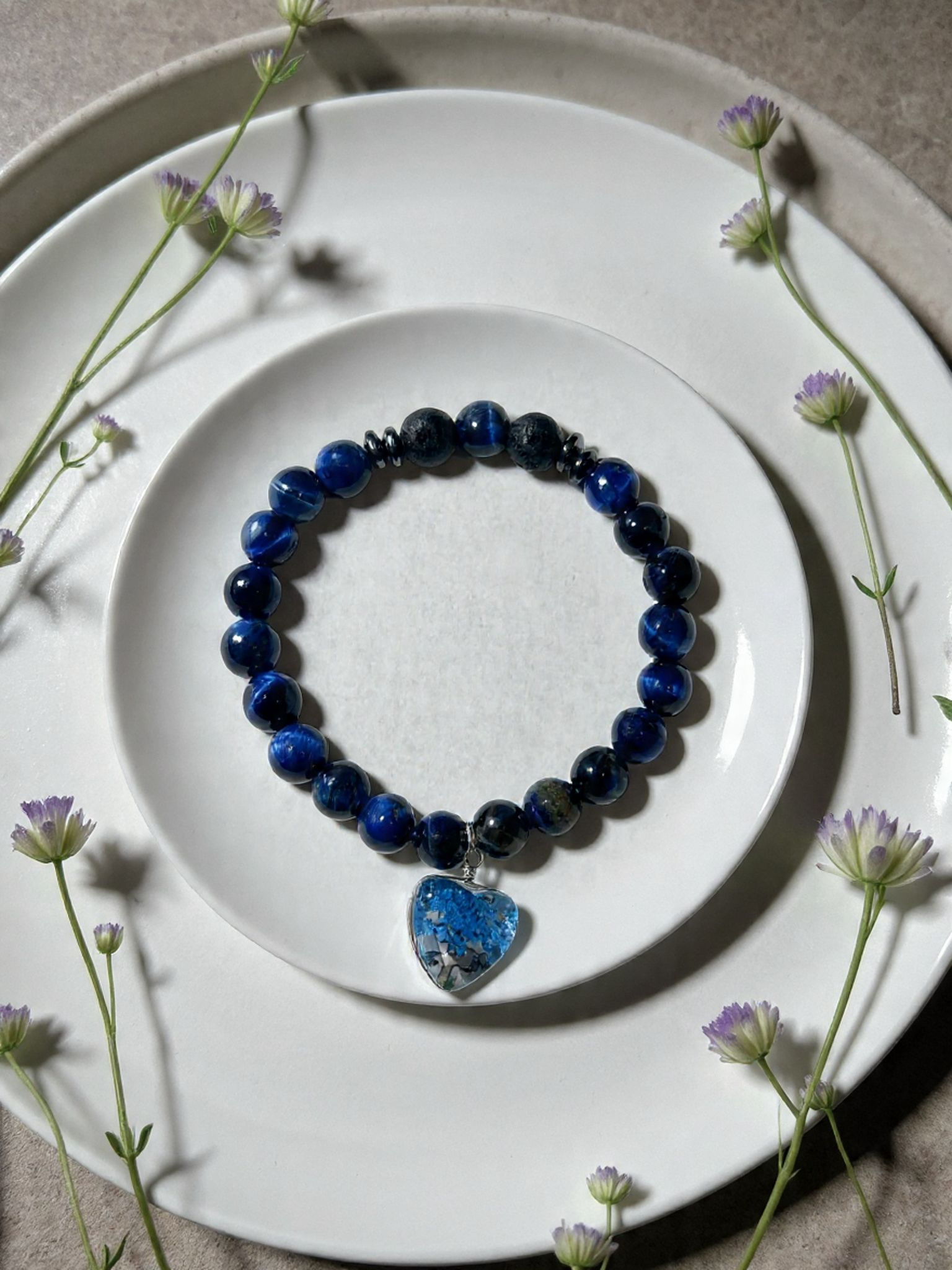 Beads with Real Flower Charm Bracelet BBR009